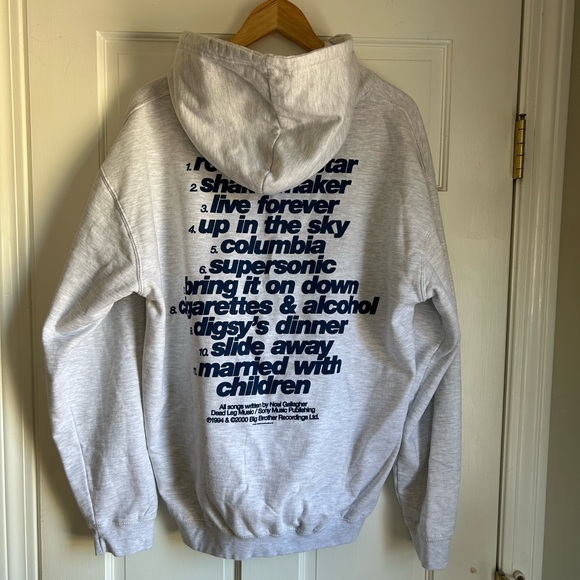 Oasis Band Logo Tracklist Grey Hoddie XL - Picture 2 of 6